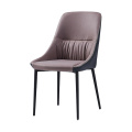 Modern beige fabric brown aluminium tubular imitated wood stacking dining chair upholstered with soft cushion